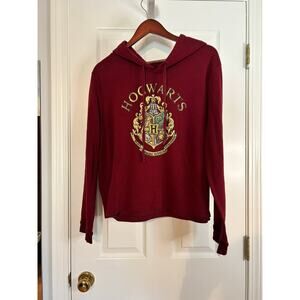 Harry Potter Hogwarts Crest Hoodie Burgundy Graphic Sweatshirt Women’s Size 1X